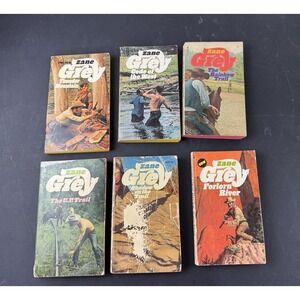 Six Zane Grey Vintage‎ Paperbacks 1970s